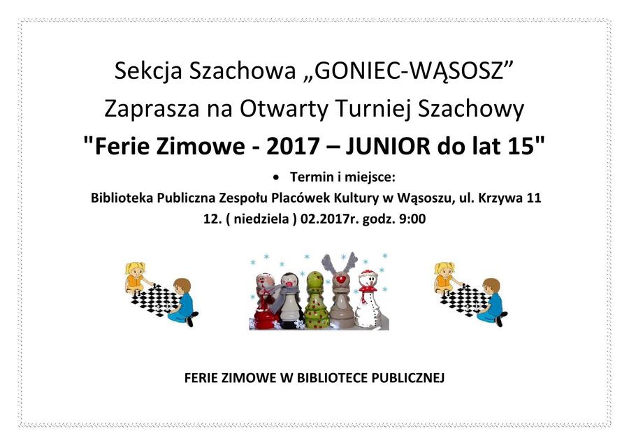 Otwarty Turniej Szachowy "Ferie Zimowe 2017" 