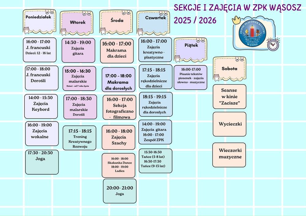 tabela z rozkładem zajęć ZPK