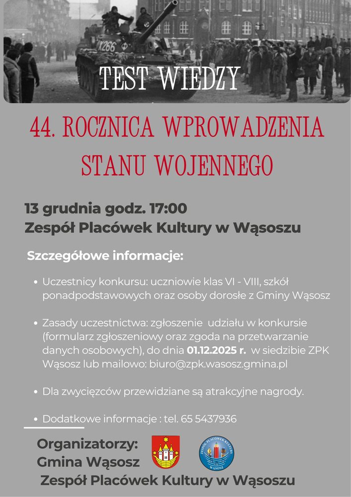plakat zapraszający do udziału w konkursie wiedzy