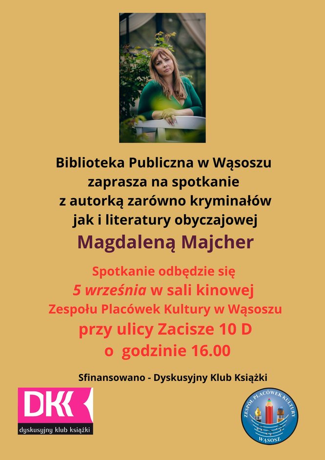 plakat zapraszający na spotkanie z pisarką