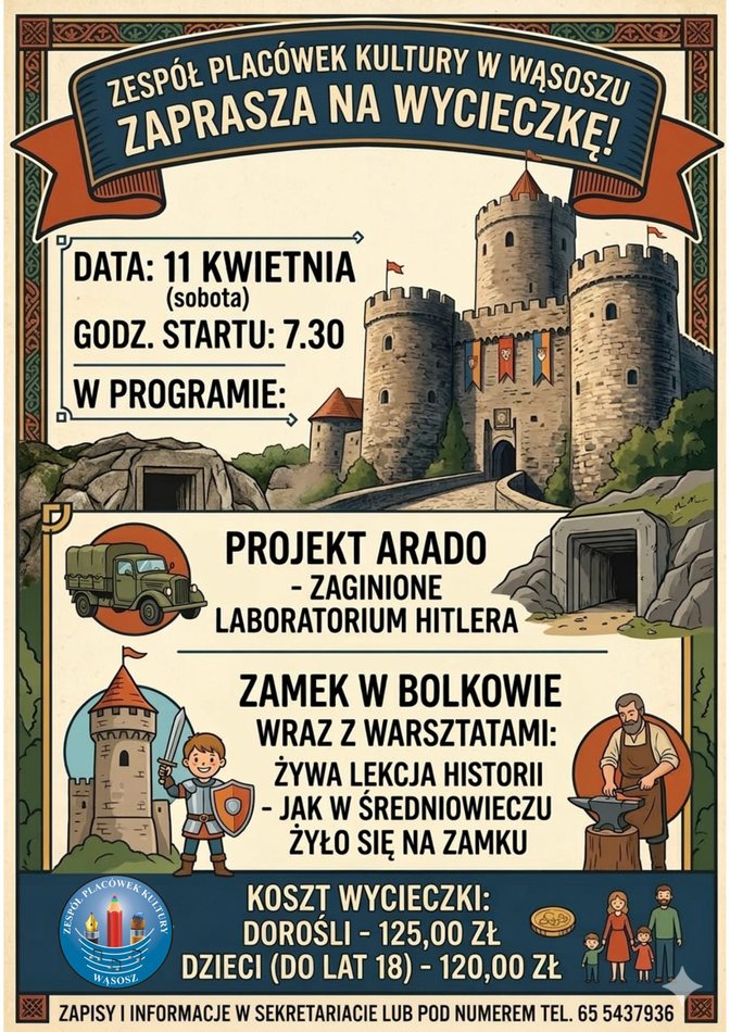 plakat zapraszający na wycieczkę