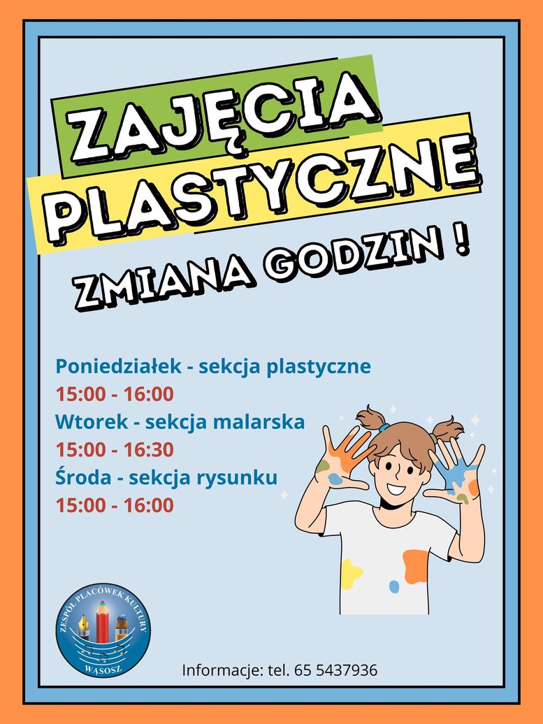 plakat informujący o zmianie w terminarzu zajęć